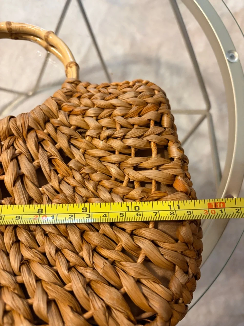 White Stag Woven Straw Tote in Natural Tan with Bamboo Handles - Picture 7 of 9